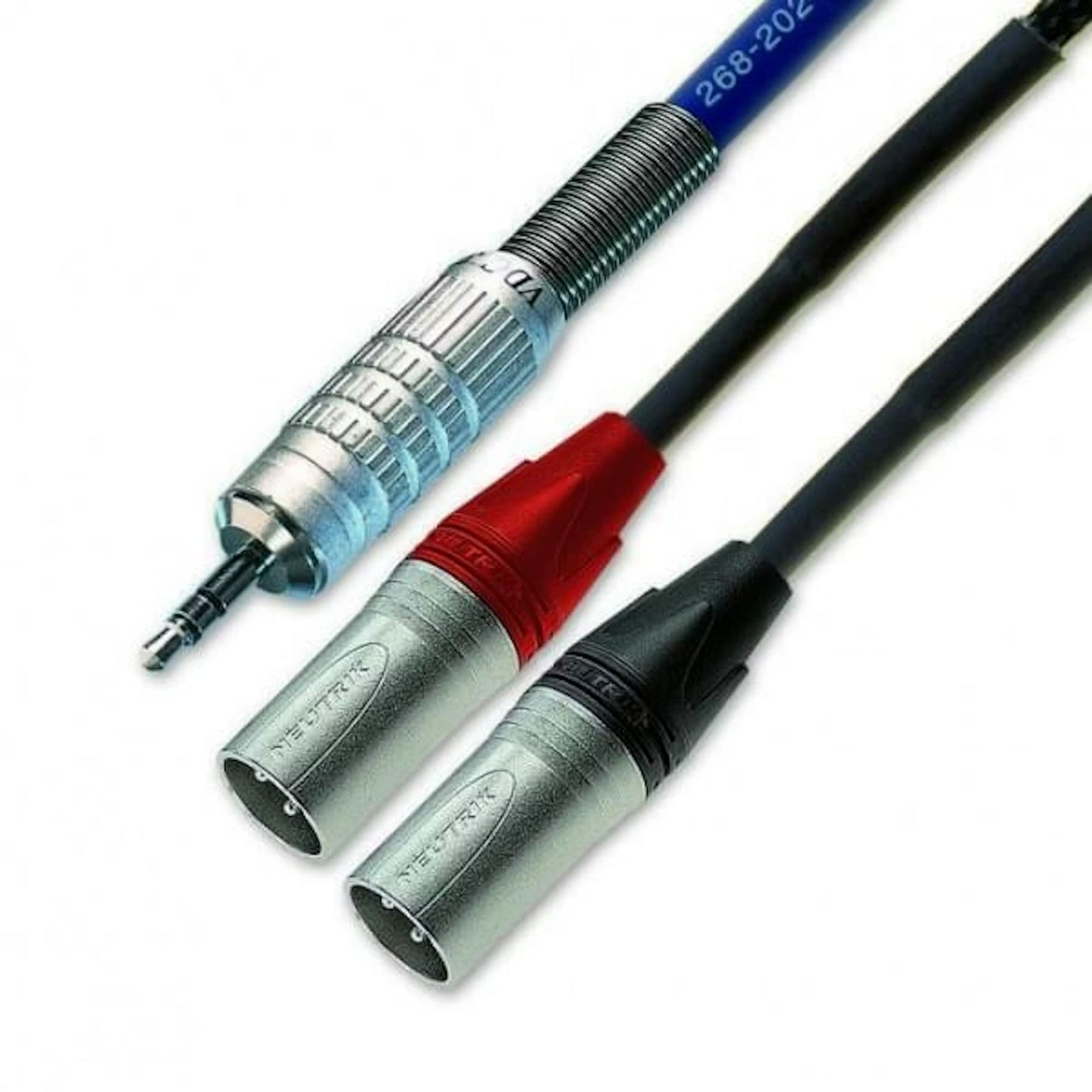 Van Damme 103289860 Rean heavy duty stereo mini jack to 2 x Neutrik male XLR NC3MXX VDC twin 1 pair 3m