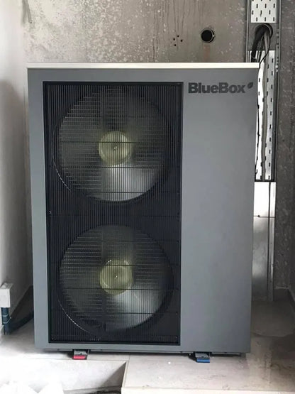 Gray Bluebox brand air conditioner.