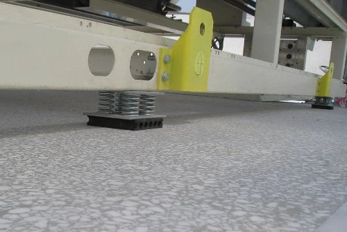 Close-up of industrial equipment with metal springs.