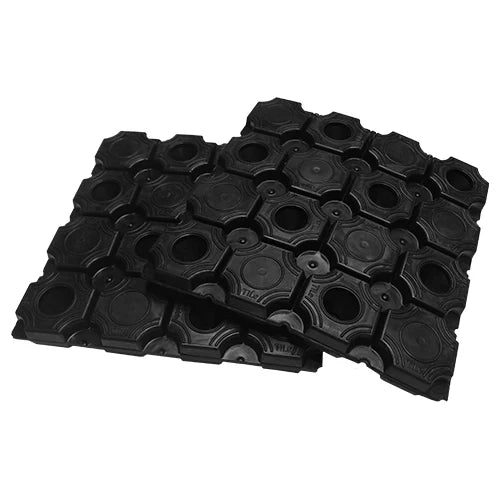 Two black interlocking tiles.