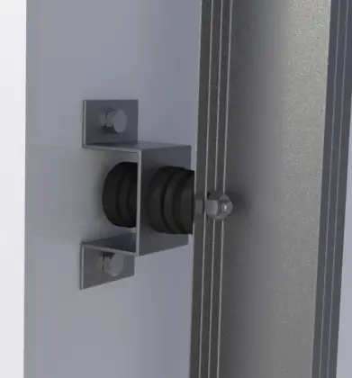 Metal support bracket with black rubber insert.