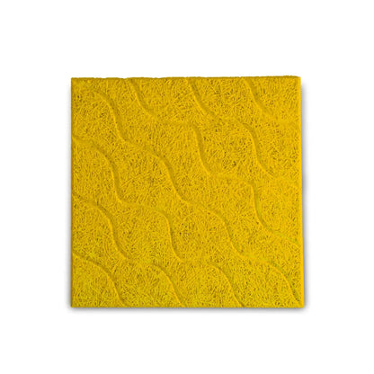 wood wool acoustic panel with yellow diagonal waves