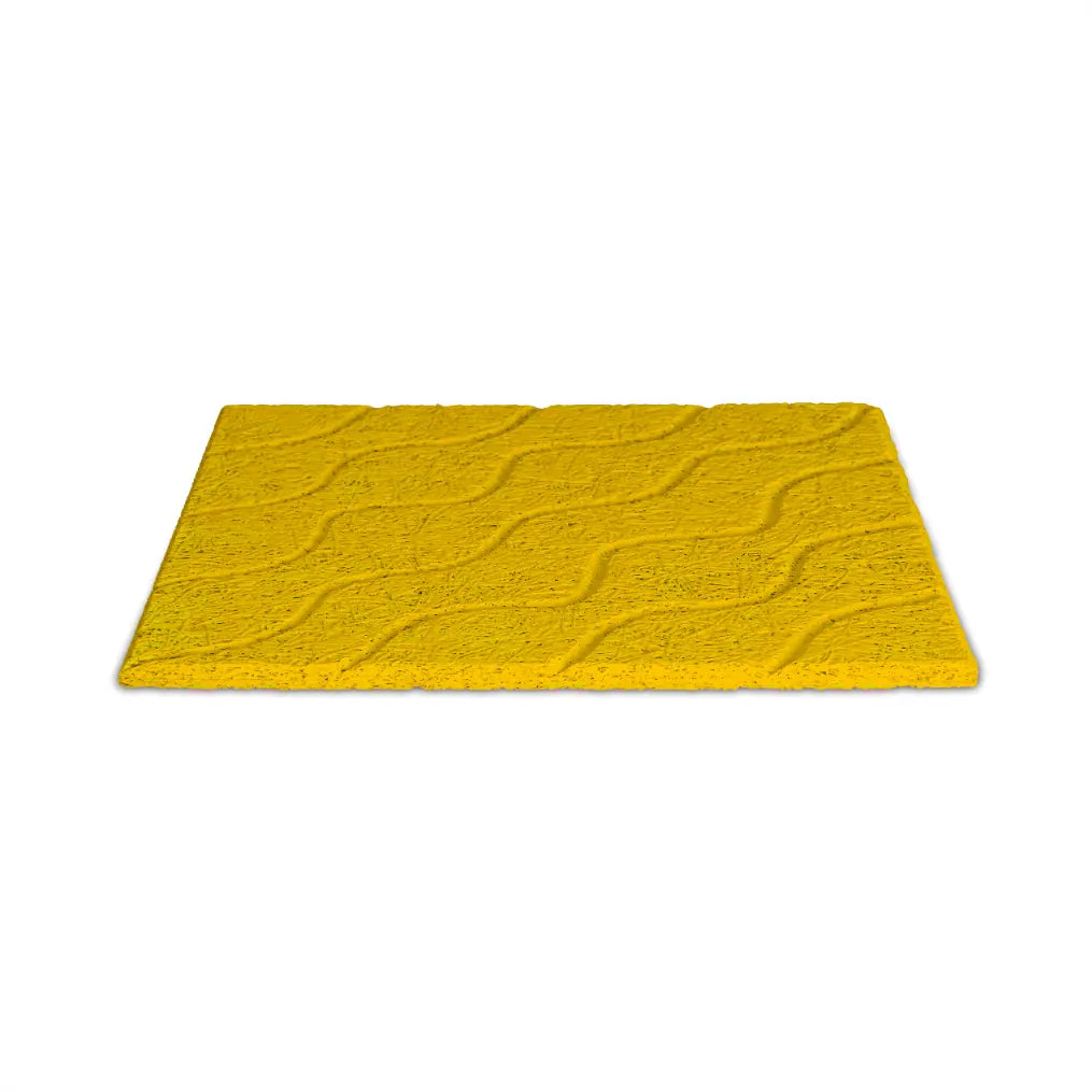 wood wool acoustic panel board with yellow diagonal waves