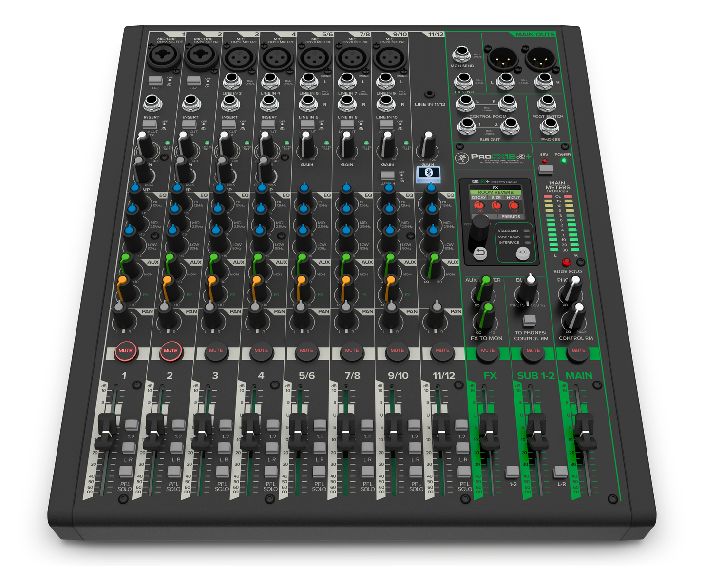 Mackie ProFX12v3+ 12-Channel Analog Mixer With Enhanced FX, USB Recording Modes and Bluetooth®