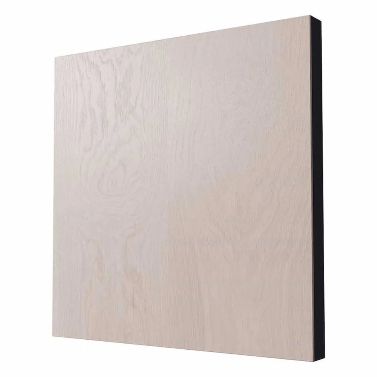 Light-colored wood panel with black edging.